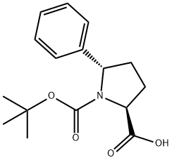 1,2-Pyrrolidinedicarboxylic acid, 5-phenyl-, 1-(1,1-dimethylethyl) ester, (2S,5S)- Struktur