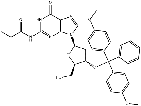 N-Isobutyryl-3'-O-(4,4'-diMethoxytrityl)-2'-deoxyguanosine, 97% Struktur