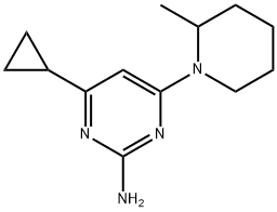 2-amino-4-(2-methylpiperidin-1-yl)-6-cyclopropylpyrimidine Struktur