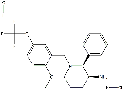 (2S,3S)-N-[[2-Methoxy-5-(trifluoromethoxy)phenyl]methyl]-2-phenyl-3-piperidinamine dihydrochloride Struktur