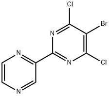 5-bromo-4,6-dichloro-2-(pyrazin-2-yl)pyrimidine Struktur