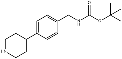 tert-butyl N-{[4-(piperidin-4-yl)phenyl]methyl}carbamate Struktur