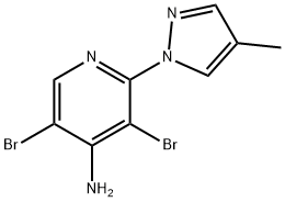 4-Amino-3,5-dibromo-2-(4-methyl-1H-pyrazol-1-yl)pyridine Struktur