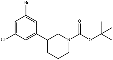 3-(N-Boc-Piperidin-3-yl)-5-bromo-1-chlorobenzene Struktur