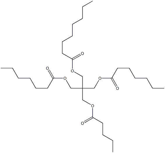 3-(heptanoyloxy)-2-[(heptanoyloxy)methyl]-2-[(pentanoyloxy)methyl]propyl octanoate Struktur