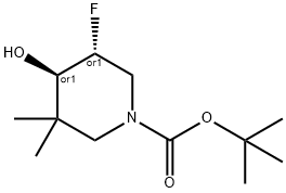 tert-butyl (4S,5S)-5-fluoro-4-hydroxy-3,3-dimethylpiperidine-1-carboxylate Struktur