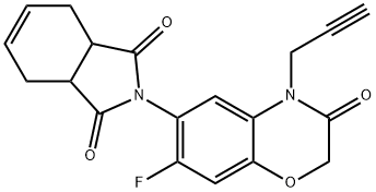 1H-Isoindole-1,3(2H)-dione, 2-[7-fluoro-3,4-dihydro-3-oxo-4-(2-propyn-1-yl)-2H-1,4-benzoxazin-6-yl]-3a,4,7,7a-tetrahydro- Struktur