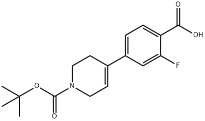 4-(4-Carboxy-3-fluorophenyl)-3,6-dihydro-2H-pyridine-1-carboxylic acid tert-butyl ester Struktur