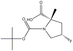 (2S,4S)-1-(tert-butoxycarbonyl)-4-fluoro-2-methylpyrrolidine-2-carboxylic acid Struktur