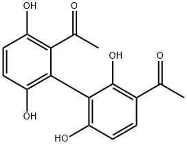 Ethanone, 1-(2'-acetyl-2,3',6,6'-tetrahydroxy[1,1'-biphenyl]-3-yl)- Struktur