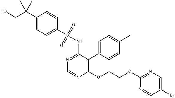 N-(6-(2-(5-bromopyrimidin-2-yloxy)ethoxy)-5-p-tolylpyrimidin-4-yl)-4-(1-hydroxy-2-methylpropan-2-yl)benzenesulfonamide Struktur