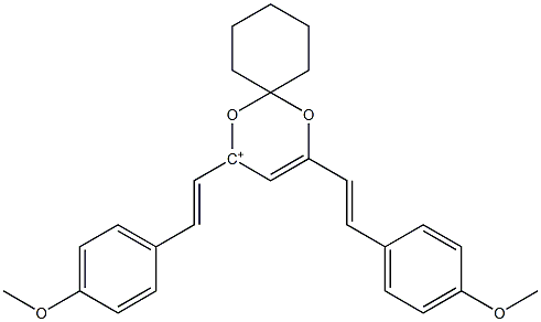 2,4-bis[2-(4-methoxyphenyl)vinyl]-1,5-dioxaspiro[5.5]undec-2-en-4-ium Struktur