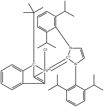 (3-1-t-Butyl-indenyl)[1,3-bis(2,6-diisopropylphenyl)imidazol-2-ylidene]chloropalladium(II) Struktur