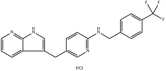 5-(1H-Pyrrolo[2,3-b]pyridin-3-ylmethyl)-N-[[4-(trifluoromethyl)phenyl]methyl]-2-pyridinamine dihydrochloride Struktur