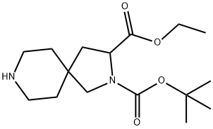 2-(tert-butyl) 3-ethyl 2,8-diazaspiro[4.5]decane-2,3-dicarboxylate Struktur