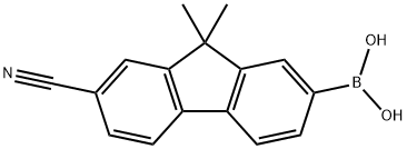 (7-cyano-9,9-dimethyl-9H-fluoren-2-yl)boronic acid Struktur