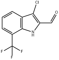 3-chloro-7-(trifluoromethyl)-1H-indole-2-carbaldehyde Struktur