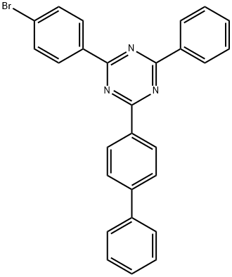 2-(biphenyl-4-yl)-4-(4-bromophenyl)-6-phenyl-1,3,5-triazine Struktur