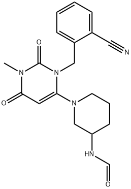 (R)-N-(1-(3-(2-cyanobenzyl)-1-methyl-2,6-dioxo-1,2,3,6-tetrahydropyrimidin-4-yl)piperidin-3-yl)formamide Struktur