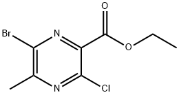 2-Pyrazinecarboxylic acid, 6-bromo-3-chloro-5-methyl-, ethyl ester Struktur