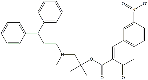 Butanoic acid, 2-[(3-nitrophenyl)methylene]-3-oxo-, 2-[(3,3-diphenylpropyl)methylamino]-1,1-dimethylethyl ester Struktur