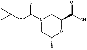 (2S,6R)-4-(tert-butoxycarbonyl)-6-methylmorpholine-2-carboxylic acid Struktur