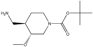 tert-butyl trans-4-(aminomethyl)-3-methoxypiperidine-1-carboxylate Struktur