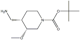 tert-butyl cis-4-(aminomethyl)-3-methoxypiperidine-1-carboxylate Struktur