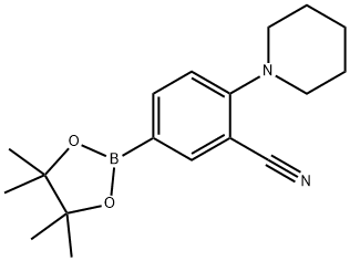 2-(piperidin-1-yl)-5-(4,4,5,5-tetramethyl-1,3,2-dioxaborolan-2-yl)benzonitrile Struktur