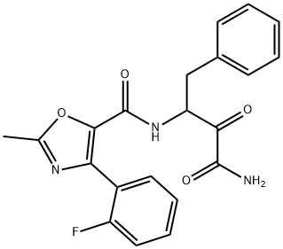 N-(4-amino-3,4-dioxo-1-phenylbutan-2-yl)-4-(2-fluorophenyl)-2-methyloxazole-5-carboxamide Struktur