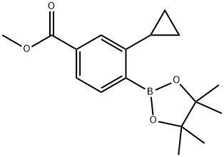 methyl 3-cyclopropyl-4-(4,4,5,5-tetramethyl-1,3,2-dioxaborolan-2-yl)benzoate Struktur