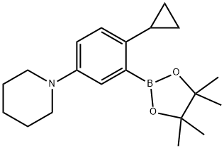 1-(4-cyclopropyl-3-(4,4,5,5-tetramethyl-1,3,2-dioxaborolan-2-yl)phenyl)piperidine Struktur