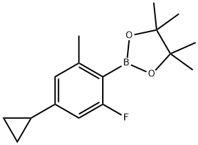 2-Fluoro-6-methyl-4-cyclopropylphenylboronic acid pinacol ester Struktur