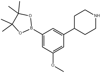 4-(3-methoxy-5-(4,4,5,5-tetramethyl-1,3,2-dioxaborolan-2-yl)phenyl)piperidine Struktur