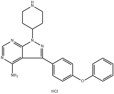 3-(4-phenoxyphenyl)-1-(piperidin-4-yl)-1H-pyrazolo[3,4-d]pyrimidin-4-amine Struktur