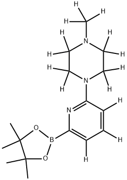 1-(methyl-d3)-4-(6-(4,4,5,5-tetramethyl-1,3,2-dioxaborolan-2-yl)pyridin-2-yl-3,4,5-d3)piperazine-2,2,3,3,5,5,6,6-d8 Struktur