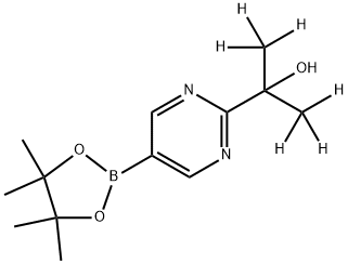 2-(5-(4,4,5,5-tetramethyl-1,3,2-dioxaborolan-2-yl)pyrimidin-2-yl)propan-1,1,1,3,3,3-d6-2-ol Struktur