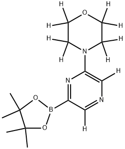 4-(6-(4,4,5,5-tetramethyl-1,3,2-dioxaborolan-2-yl)pyrazin-2-yl-3,5-d2)morpholine-2,2,3,3,5,5,6,6-d8 Struktur