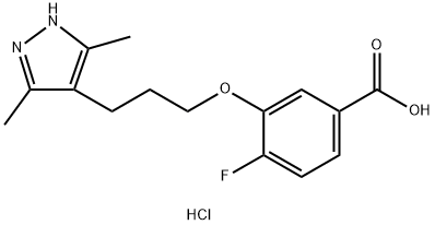 3-(3-(3,5-dimethyl-1H-pyrazol-4-yl)propoxy)-4-fluorobenzoic acid HCL Struktur