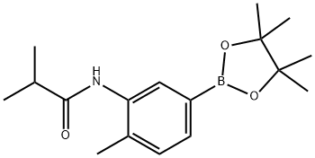 N-(2-methyl-5-(4,4,5,5-tetramethyl-1,3,2-dioxaborolan-2-yl)phenyl)isobutyramide Struktur