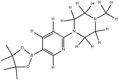 1-(methyl-d3)-4-(5-(4,4,5,5-tetramethyl-1,3,2-dioxaborolan-2-yl)pyridin-2-yl-3,4,6-d3)piperazine-2,2,3,3,5,5,6,6-d8 Struktur