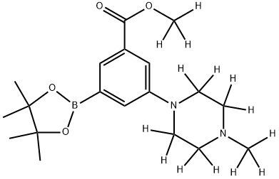 methyl-d3 3-(4-(methyl-d3)piperazin-1-yl-2,2,3,3,5,5,6,6-d8)-5-(4,4,5,5-tetramethyl-1,3,2-dioxaborolan-2-yl)benzoate Struktur