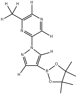 2-(methyl-d3)-6-(4-(4,4,5,5-tetramethyl-1,3,2-dioxaborolan-2-yl)-1H-pyrazol-1-yl-3,5-d2)pyrazine-3,5-d2 Struktur