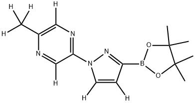 2-(methyl-d3)-5-(3-(4,4,5,5-tetramethyl-1,3,2-dioxaborolan-2-yl)-1H-pyrazol-1-yl-4,5-d2)pyrazine-3,6-d2 Struktur