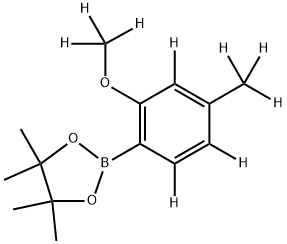 2-(2-(methoxy-d3)-4-(methyl-d3)phenyl-3,5,6-d3)-4,4,5,5-tetramethyl-1,3,2-dioxaborolane Struktur