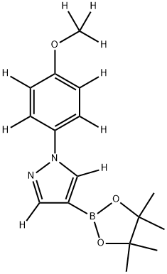 1-(4-(methoxy-d3)phenyl-2,3,5,6-d4)-4-(4,4,5,5-tetramethyl-1,3,2-dioxaborolan-2-yl)-1H-pyrazole-3,5-d2 Struktur