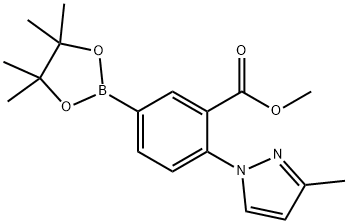 methyl 2-(3-methyl-1H-pyrazol-1-yl)-5-(4,4,5,5-tetramethyl-1,3,2-dioxaborolan-2-yl)benzoate Struktur