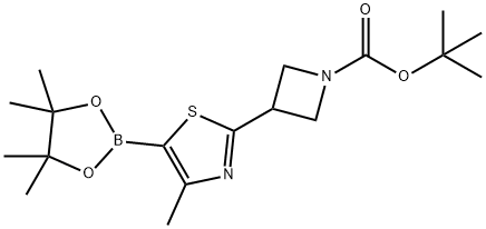 tert-butyl 3-(4-methyl-5-(4,4,5,5-tetramethyl-1,3,2-dioxaborolan-2-yl)thiazol-2-yl)azetidine-1-carboxylate, 2256758-28-6, 結構式