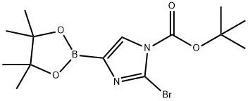 tert-butyl 2-bromo-4-(4,4,5,5-tetramethyl-1,3,2-dioxaborolan-2-yl)-1H-imidazole-1-carboxylate Struktur