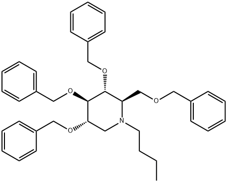 (2R,3R,4R,5S)-3,4,5-tris(benzyloxy)-2-(benzyloxymethyl)-1-butylpiperidine Struktur